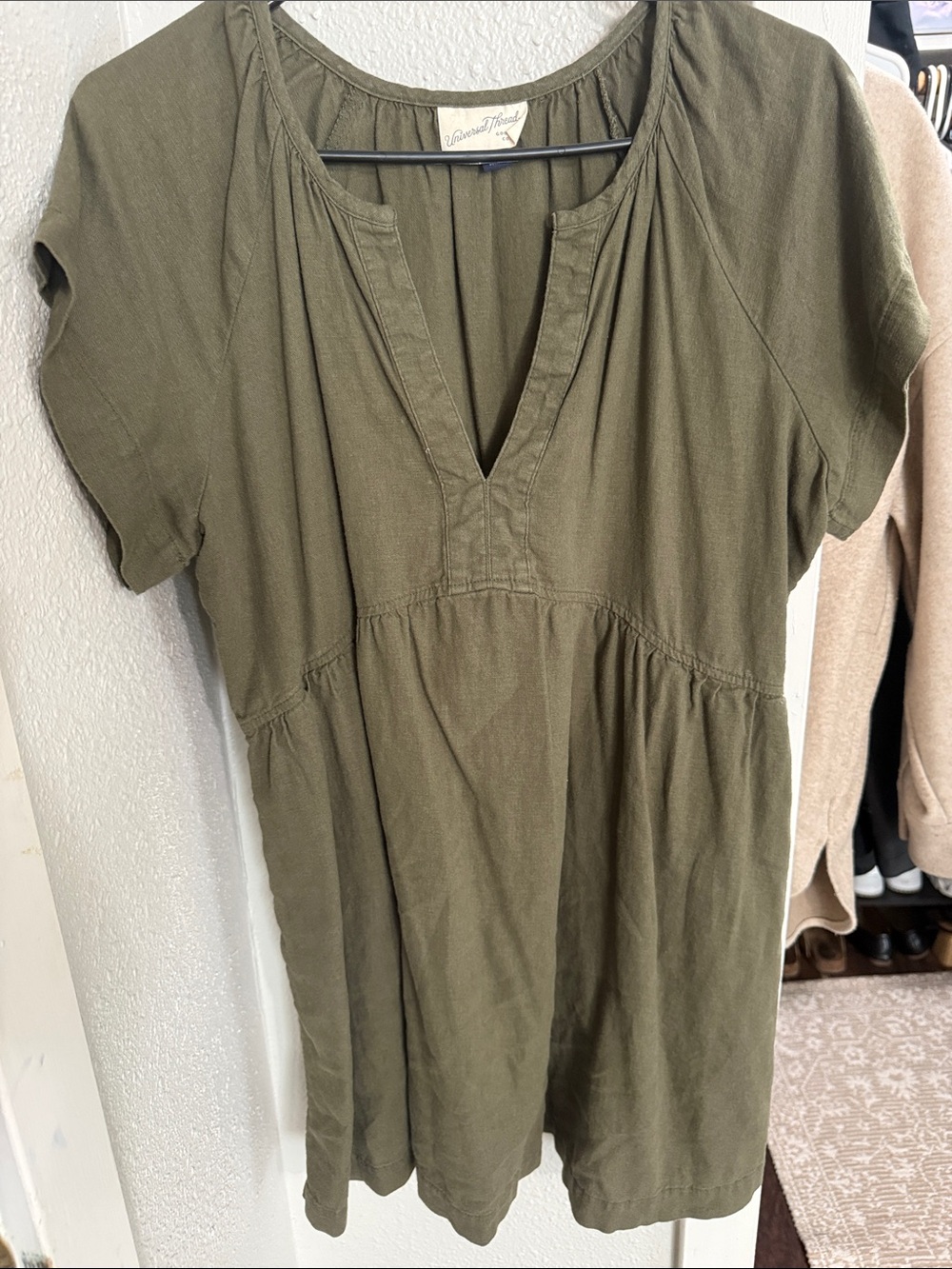 Olive V-Neck Babydoll dress